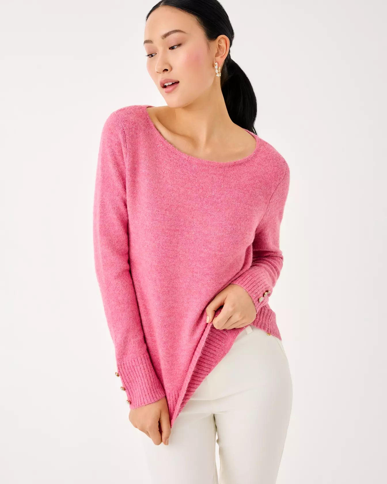 Lola Sequin Sweater In Confetti Pink Metallic