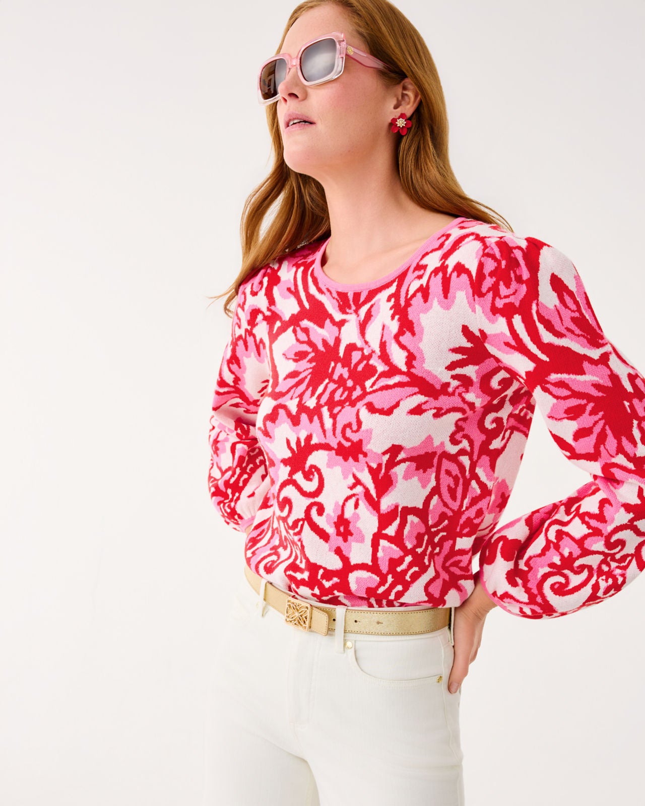 Veronita Sweater In Coconut Spicy Socialite Jacquard