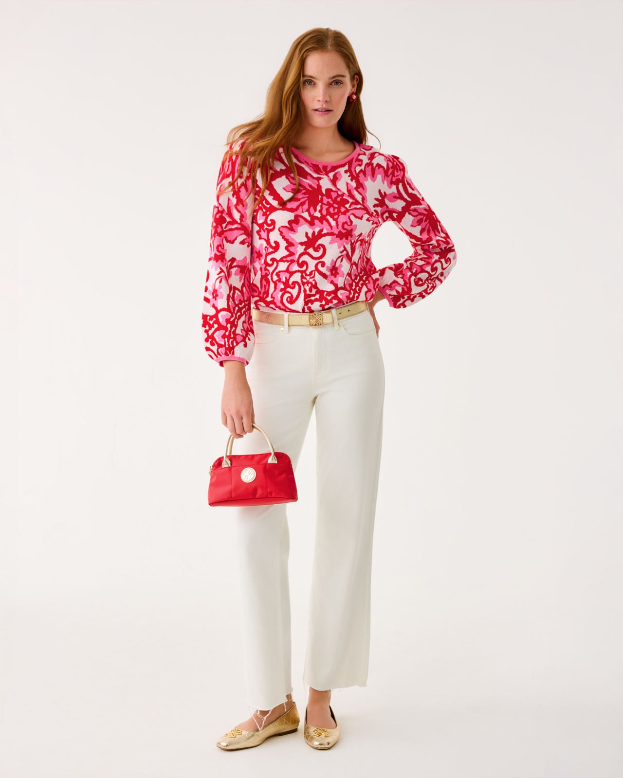 Veronita Sweater In Coconut Spicy Socialite Jacquard