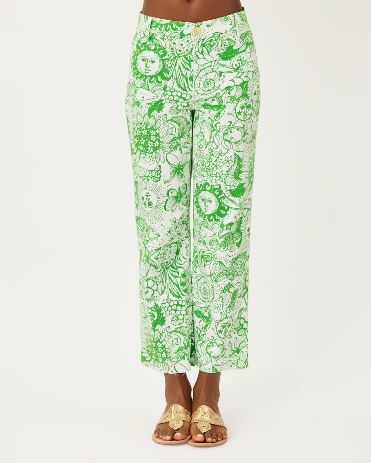 Harleen High Rise Crop Jean In Putting Green Fleur De Lilly