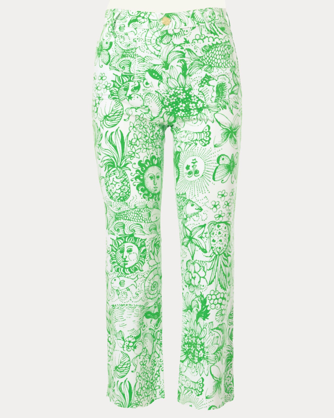 Harleen High Rise Crop Jean In Putting Green Fleur De Lilly