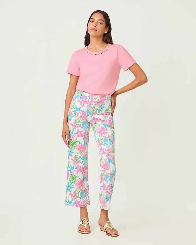 Harleen High Rise Crop Jean In Resort White Viney Liney