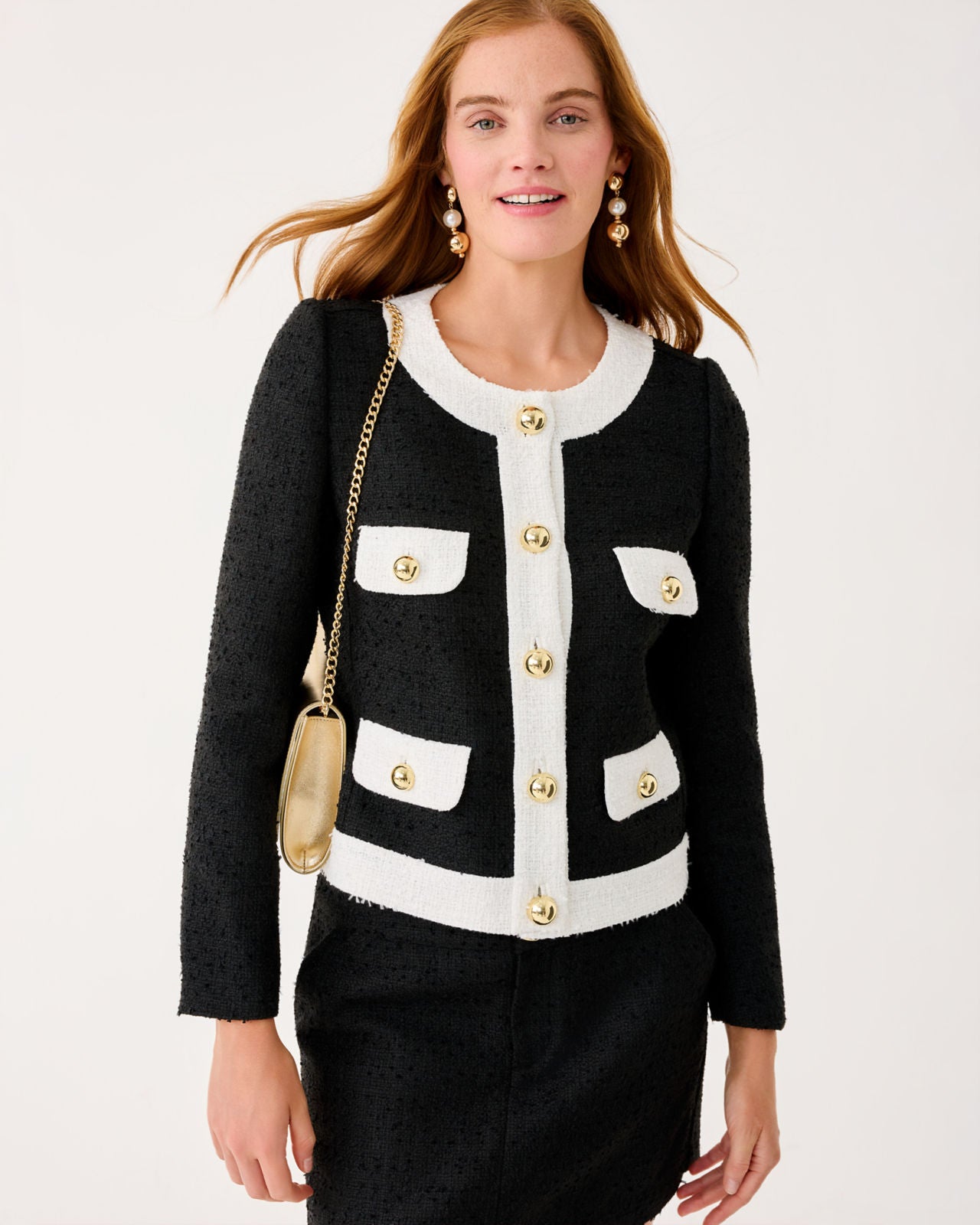 Clydie Boucle Jacket In Noir Chic Chick Boucle