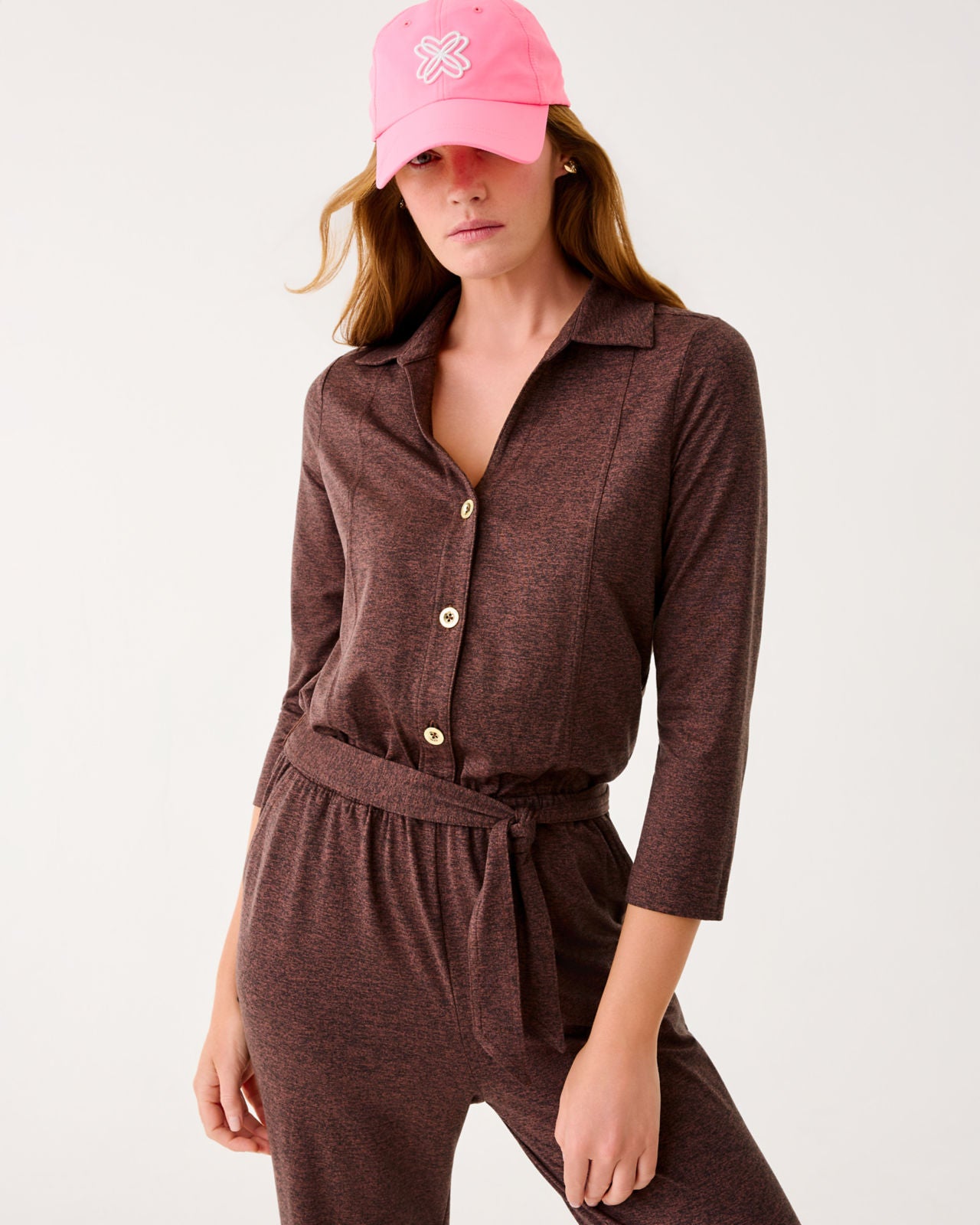 Cecilia Jumpsuit UPF 50+ In French Roast X Noir Heather