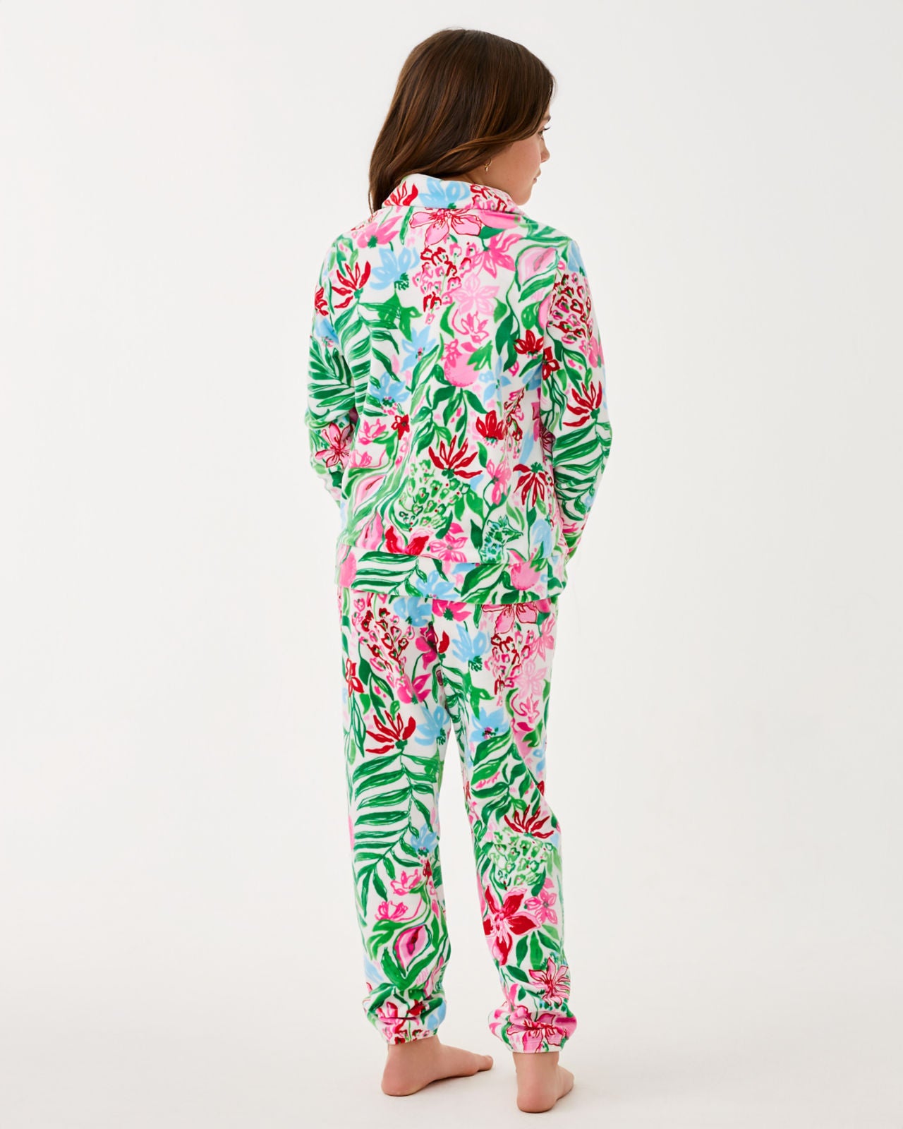 Mini Eleni Velour Pullover In Multi Glowing Gardens