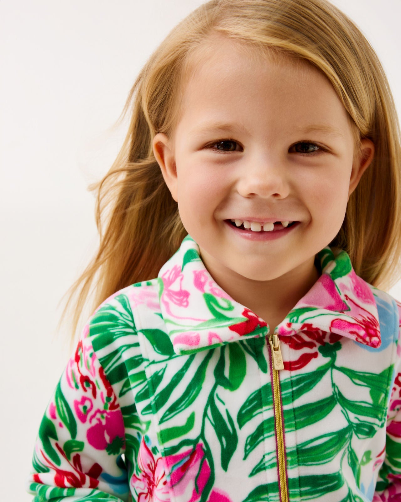 Mini Eleni Velour Pullover In Multi Glowing Gardens