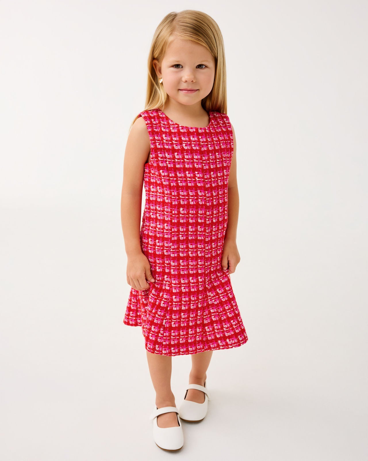Mini Enya Dress In Cranberry Red Fiesta Boucle