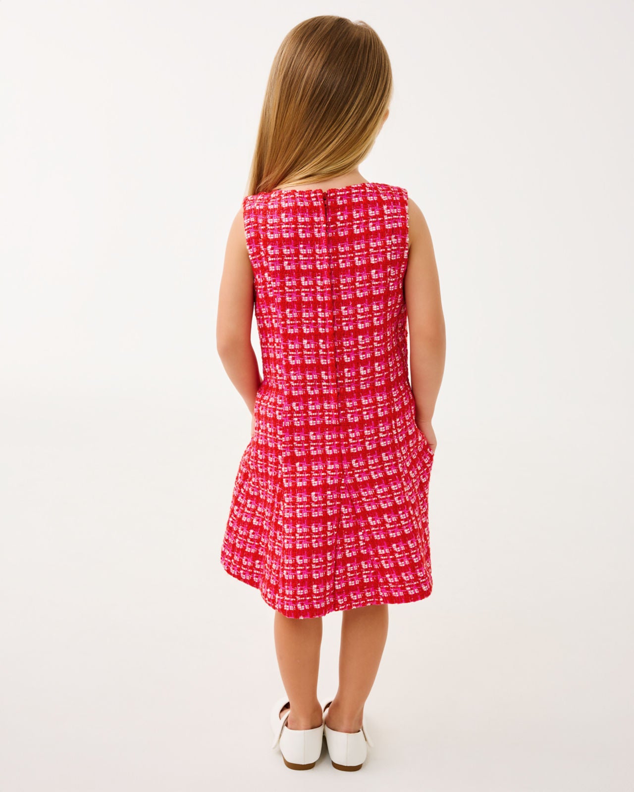 Mini Enya Dress In Cranberry Red Fiesta Boucle