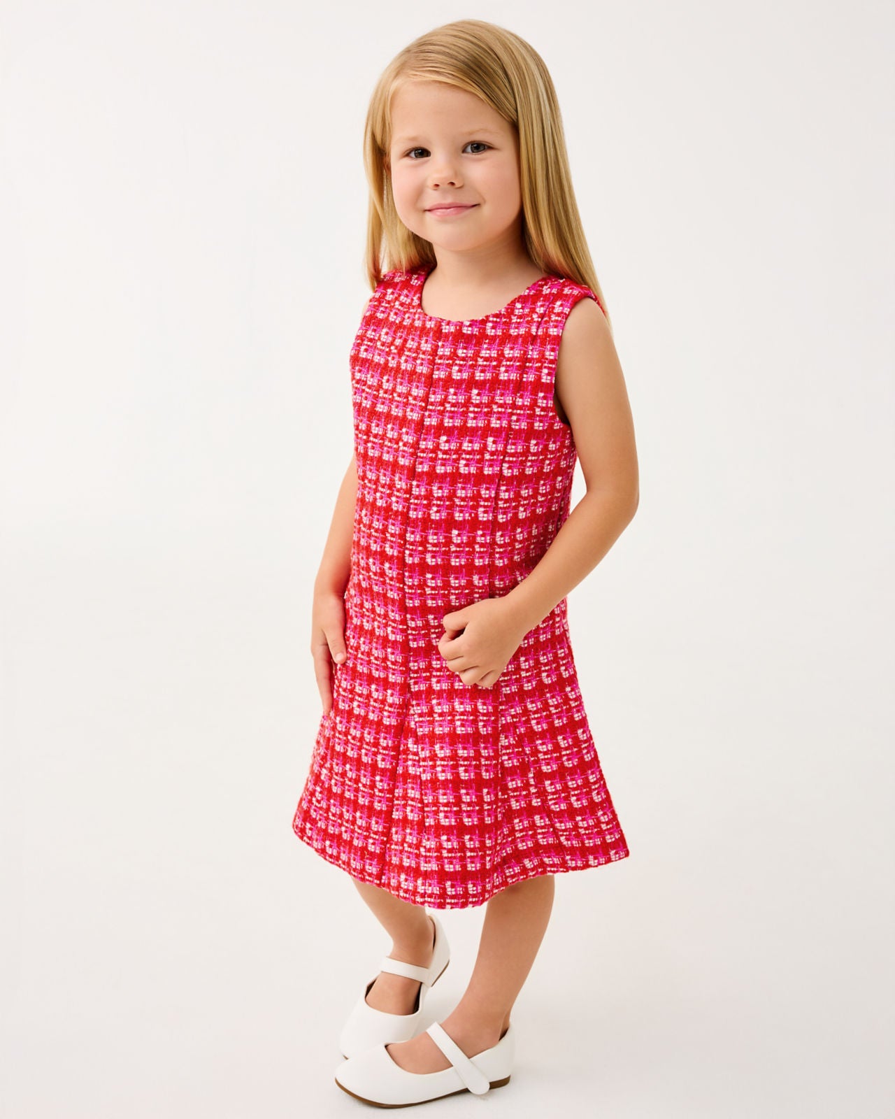 Mini Enya Dress In Cranberry Red Fiesta Boucle