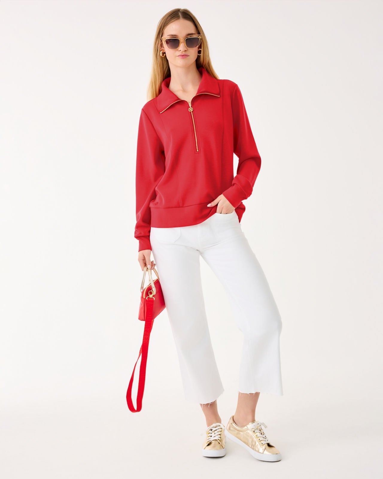 Eleni UPF 50+ Pullover In Cranberry Red