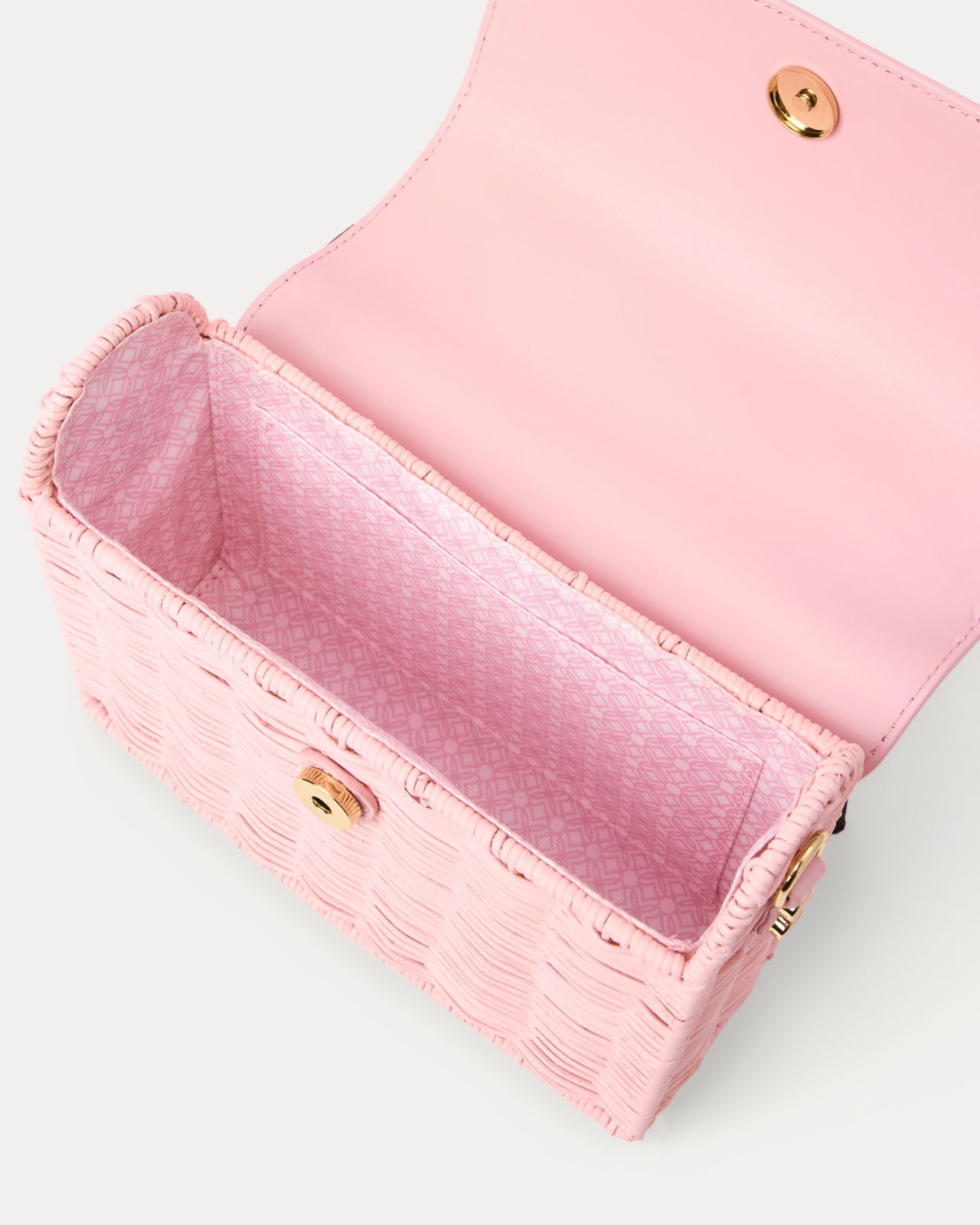 Teighen Bow Wicker Bag In Pink Muse