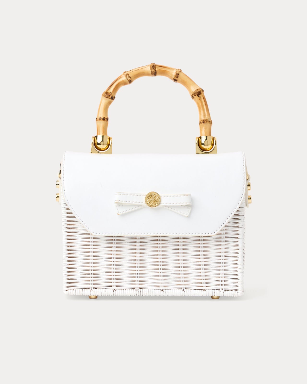Teighen Bow Wicker Bag In Resort White
