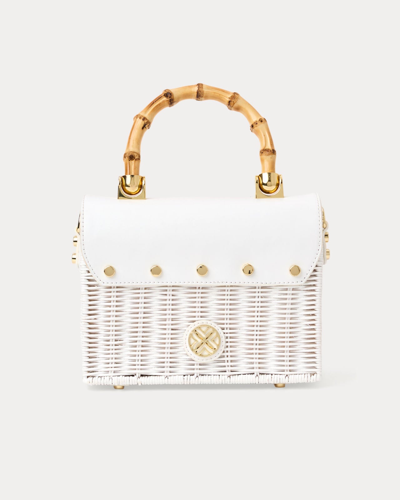 Teighen Bow Wicker Bag In Resort White