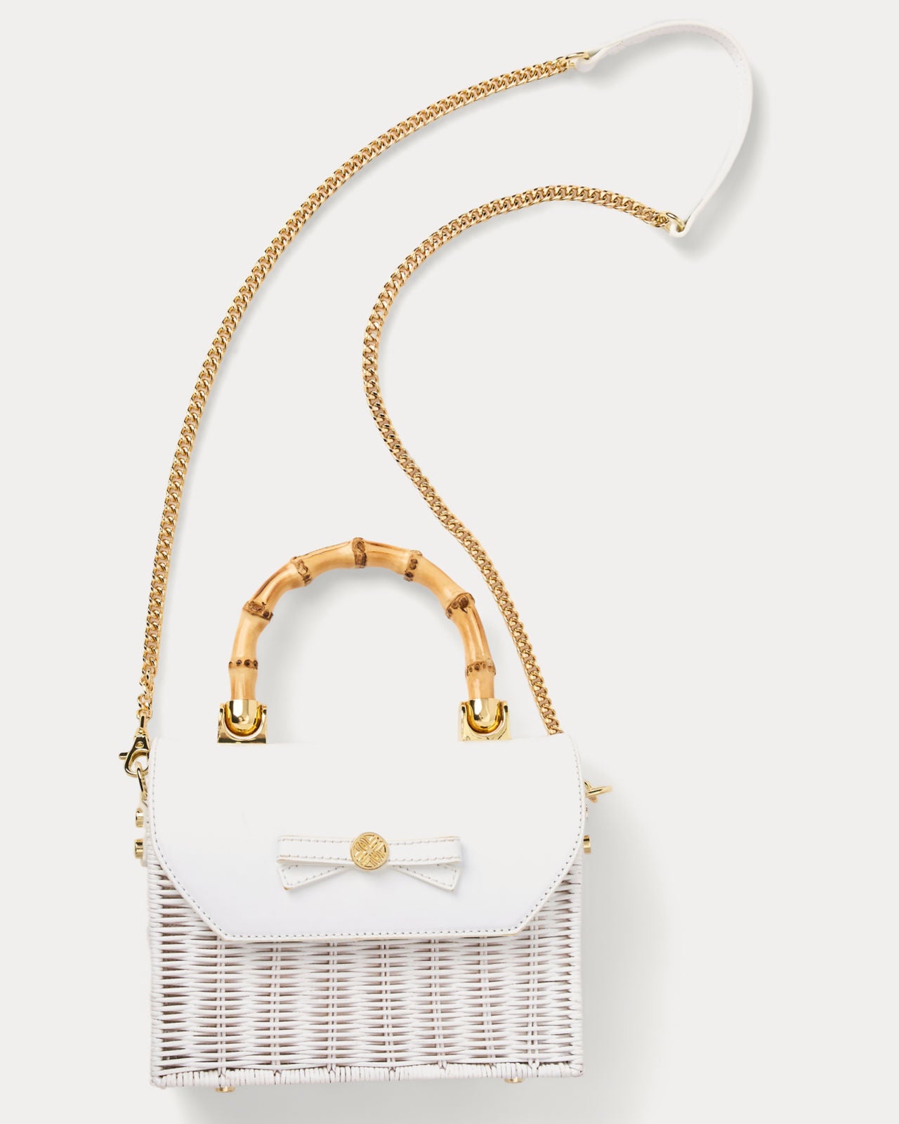 Teighen Bow Wicker Bag In Resort White