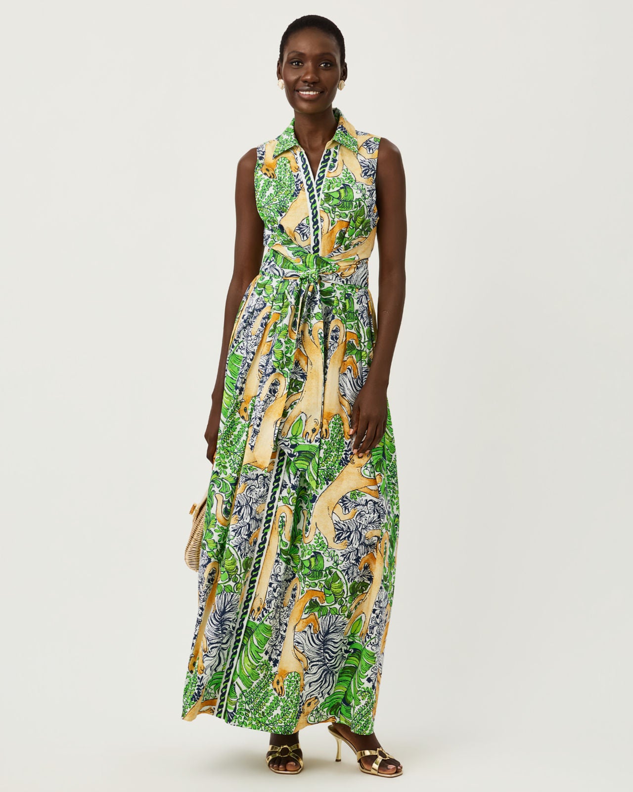Marria Stretch Maxi Dress In Palm Prowl
