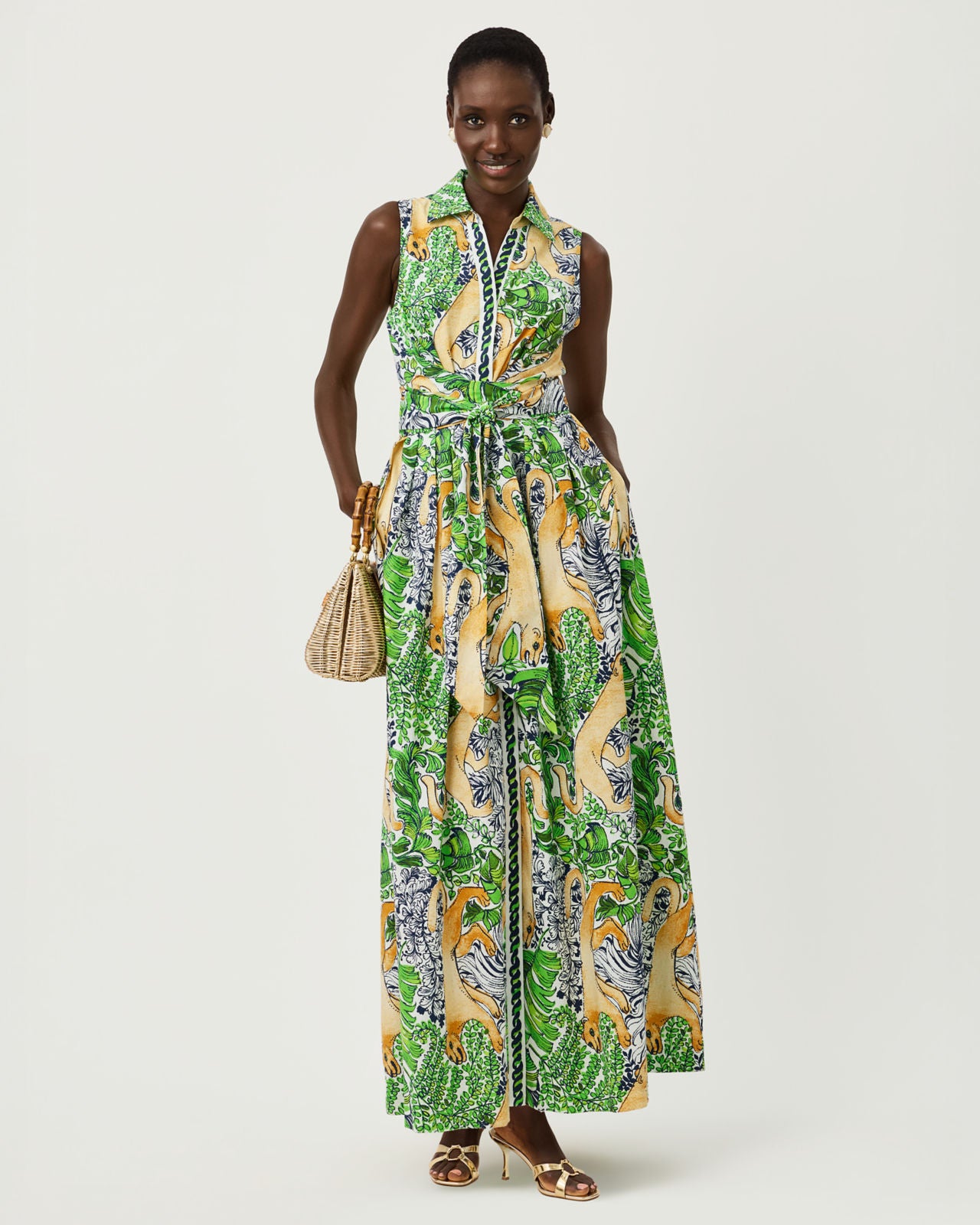 Marria Stretch Maxi Dress In Palm Prowl