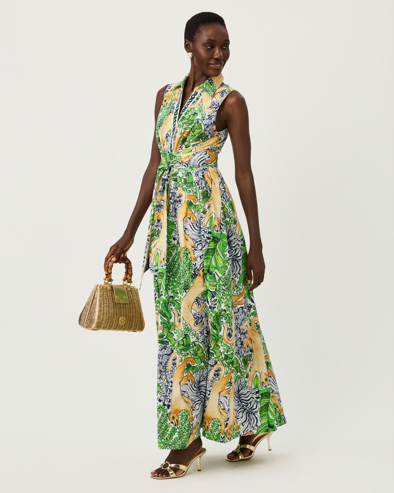 Marria Stretch Maxi Dress In Palm Prowl