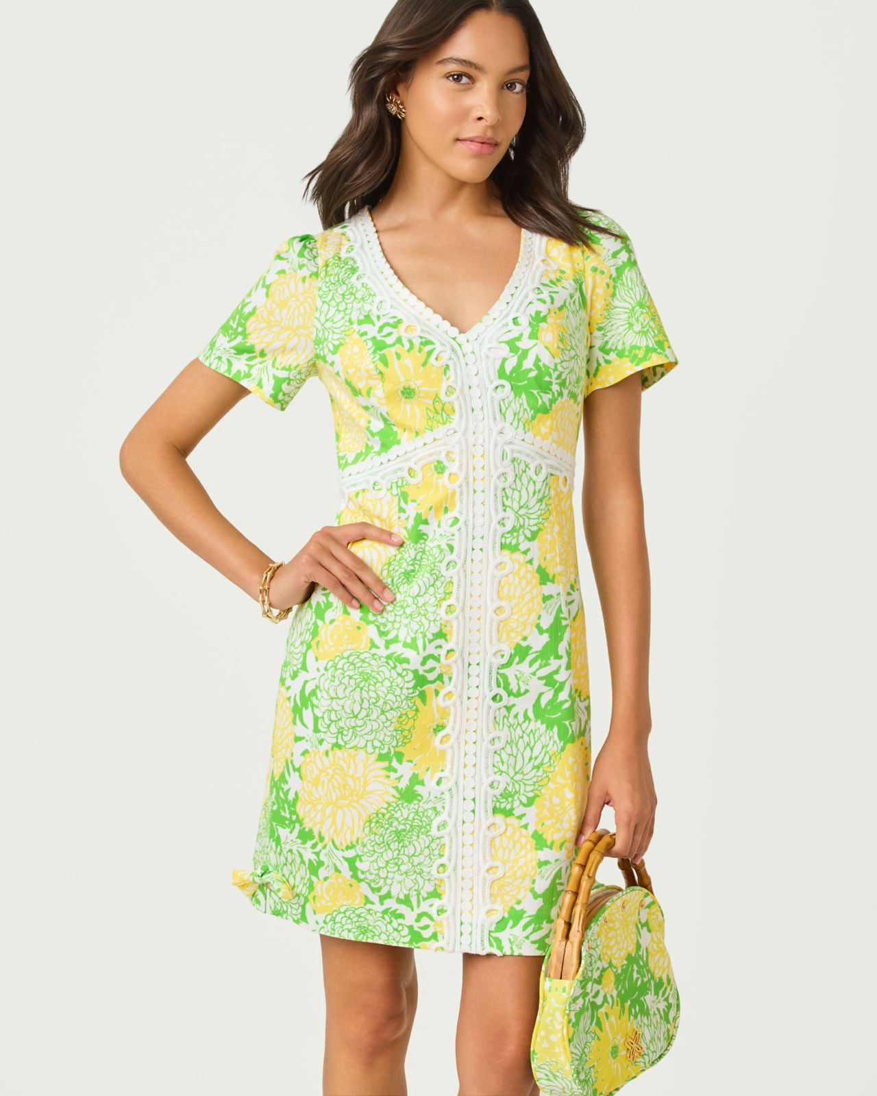 Evita Short Sleeve Stretch Dress In Mumbo Jumbo