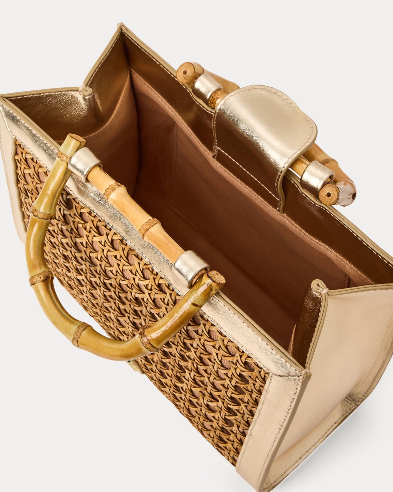 Liza Cane Top Handle Bag in Natural