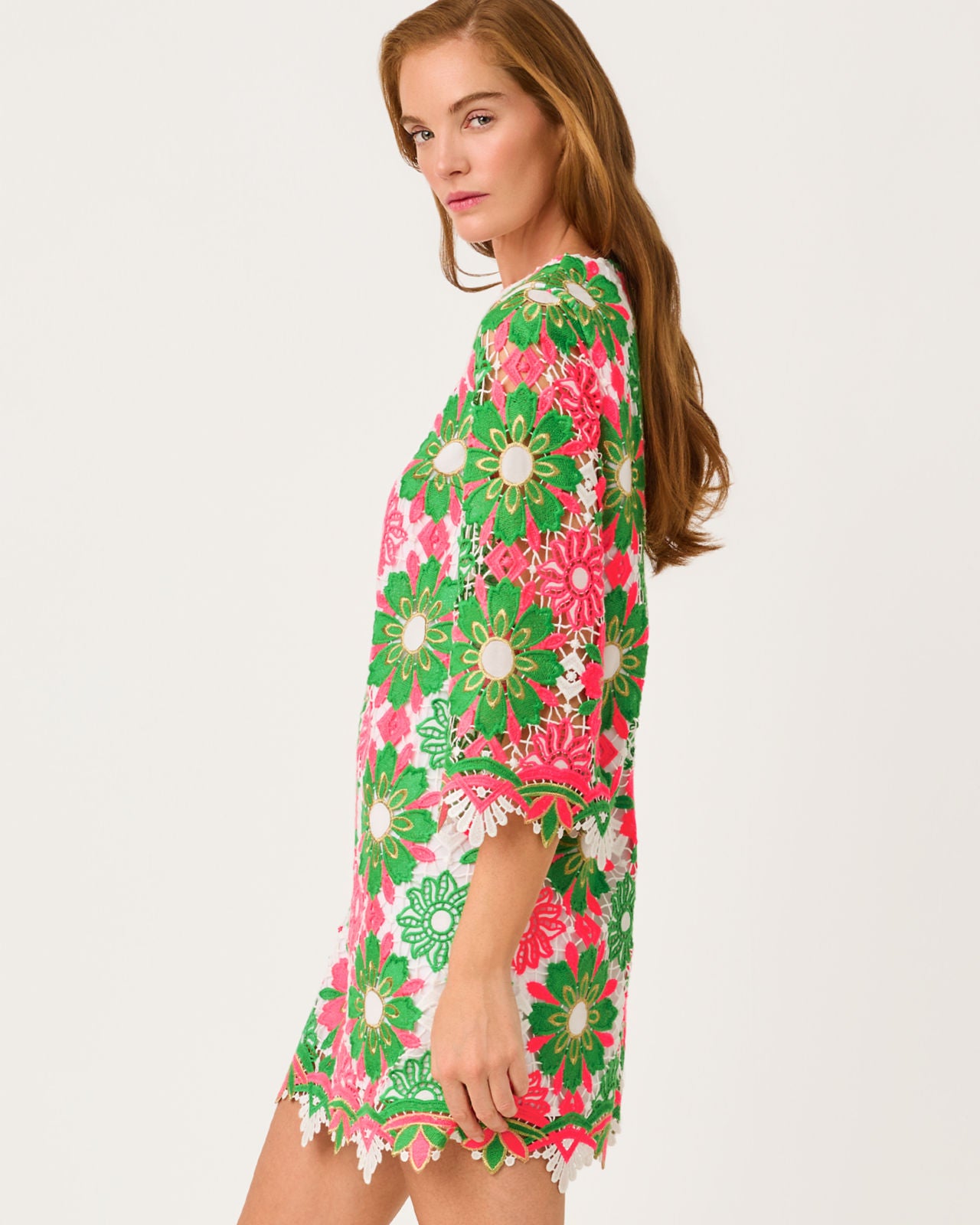 Jouri Lace Dress In Cherry Blossom Pink Sunshine Tile Lace