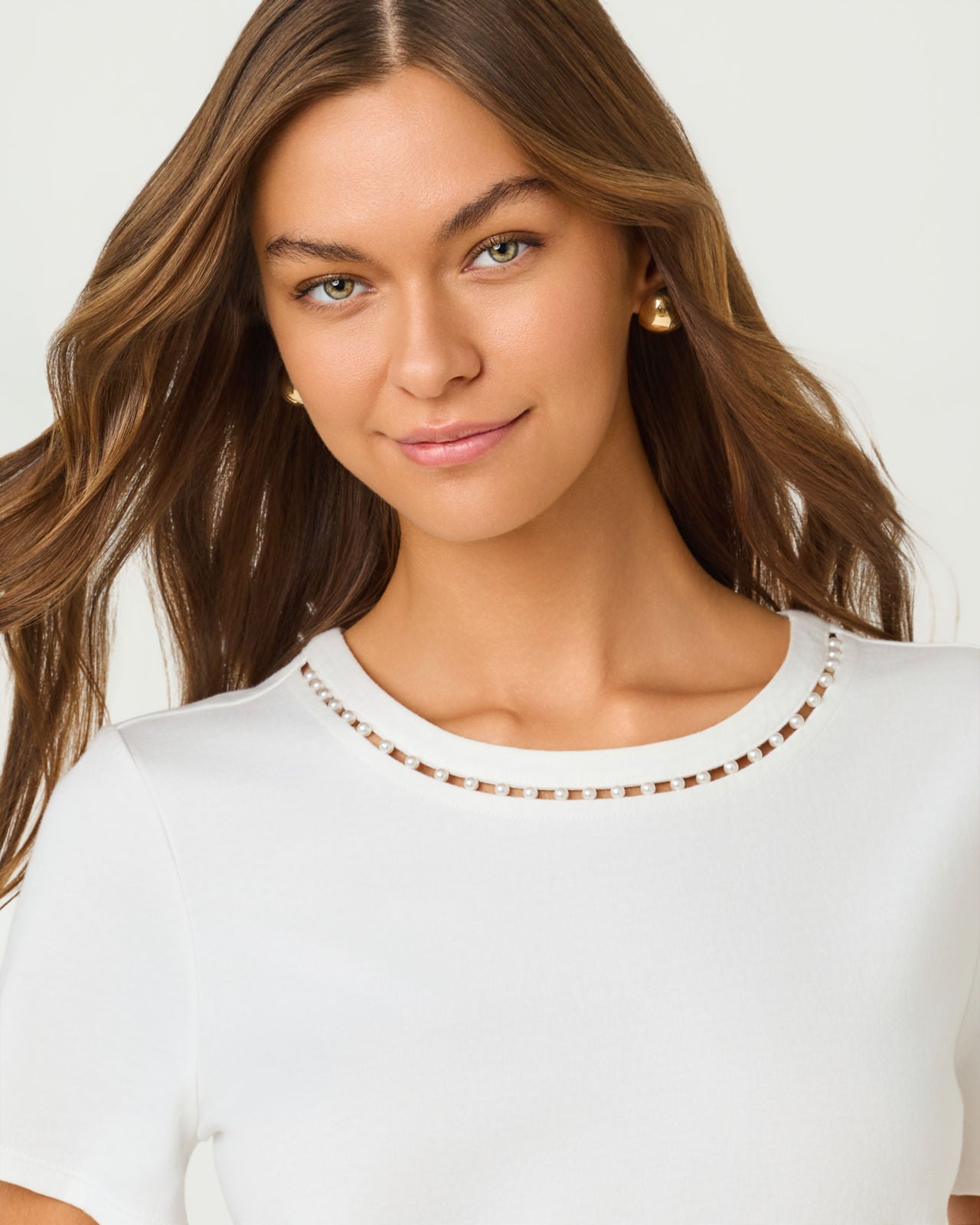 Clairmont Pearl Knit Top In Resort White