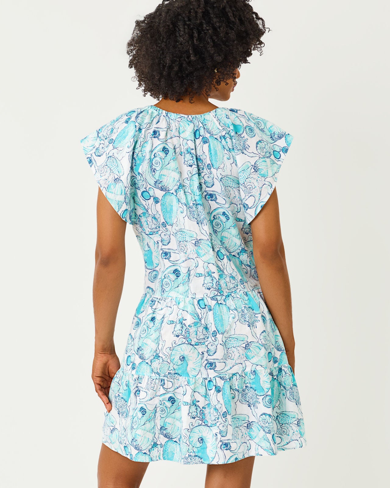Norella Linen Dress In Shell Shine