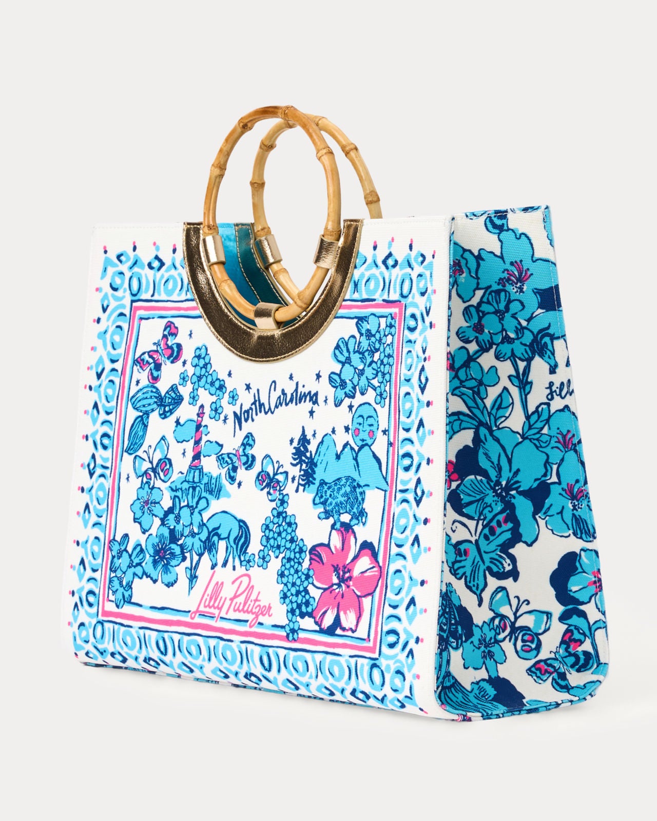 Oasis Canvas Tote in Capri Blue North Carolina Destination
