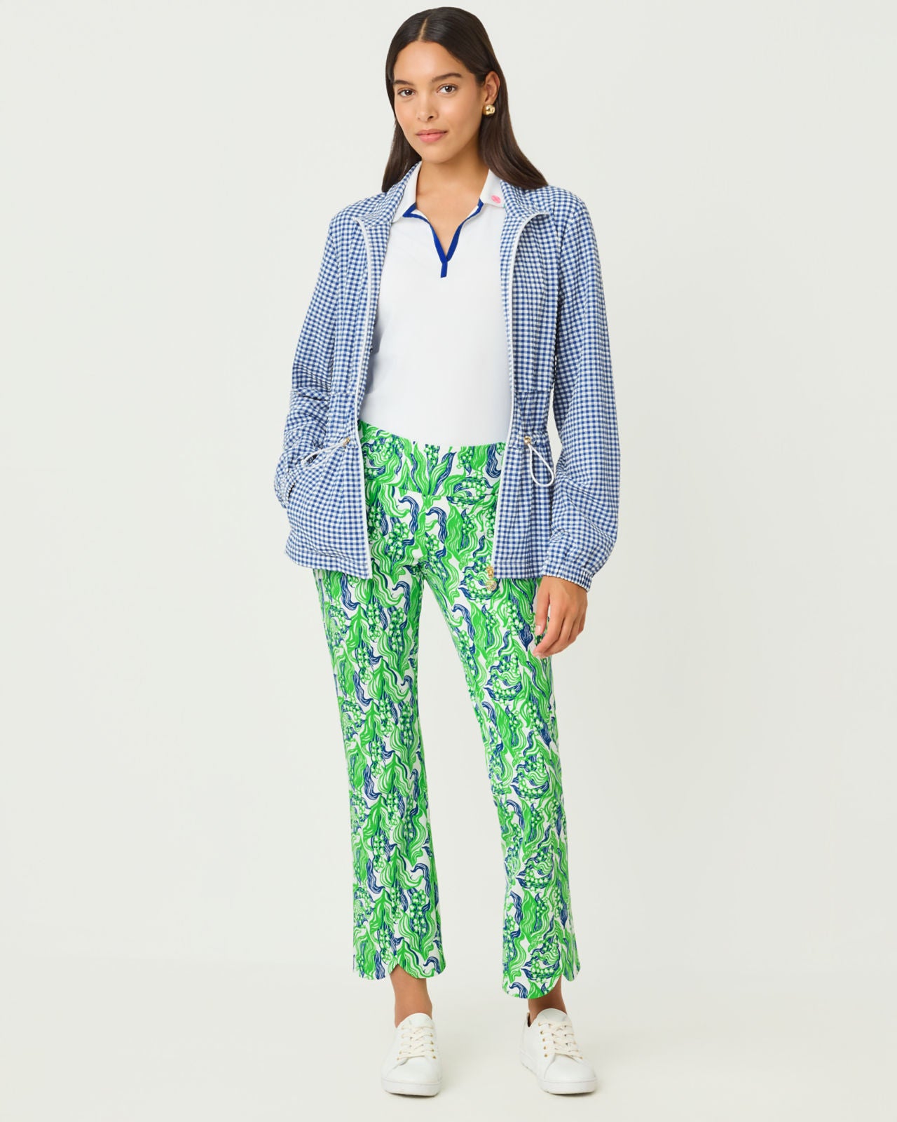 Corso Scallop Kick Flare Pant UPF 50+ In Putting Green Lilly Of The Valley