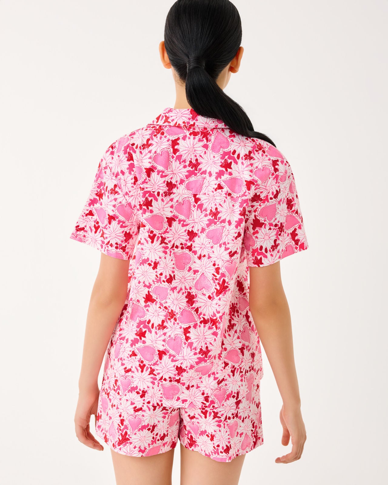 Mari Pj Button-Up Top In Coconut Dear Heart