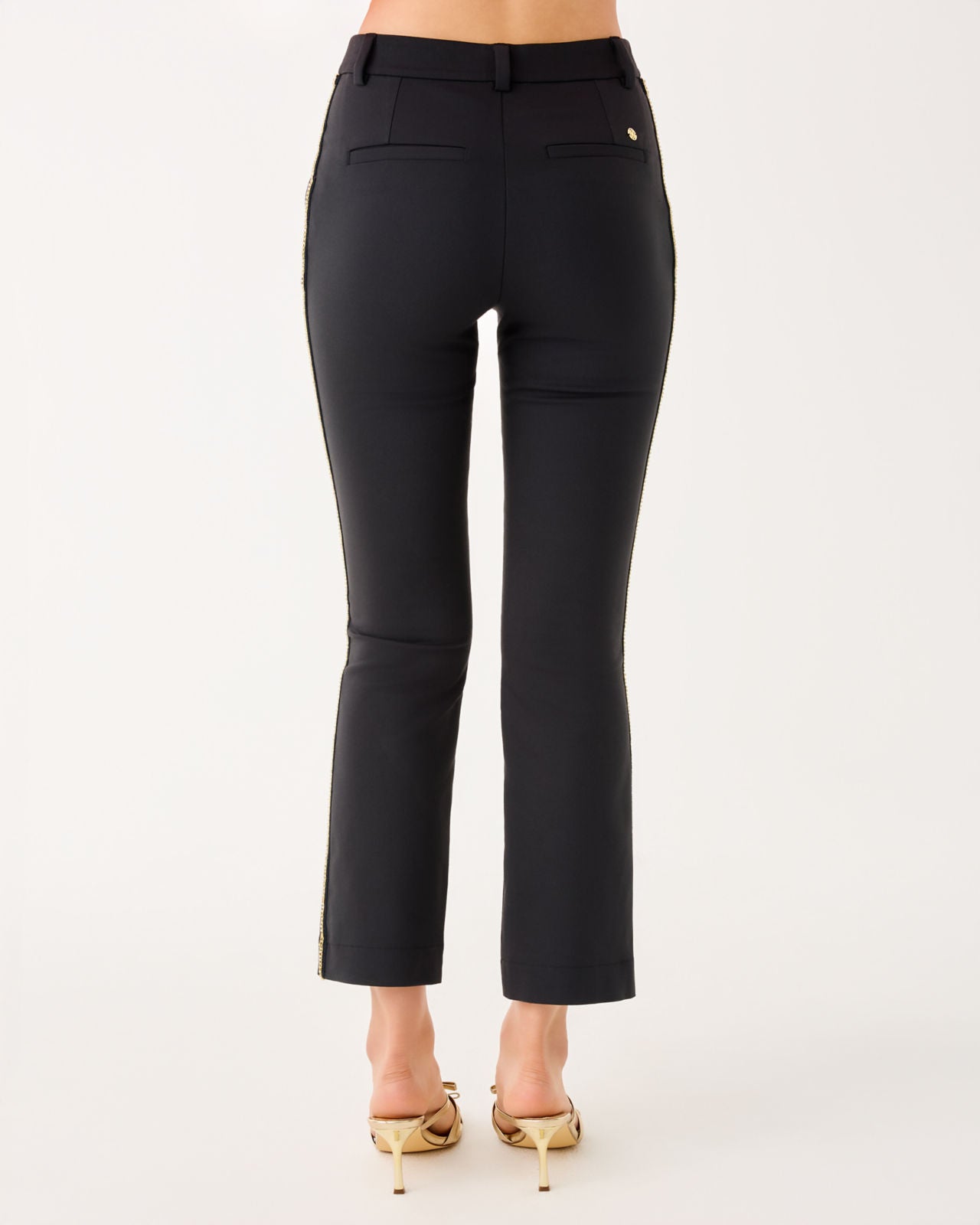 Ana Embellished Cropped Flare Pants In Noir