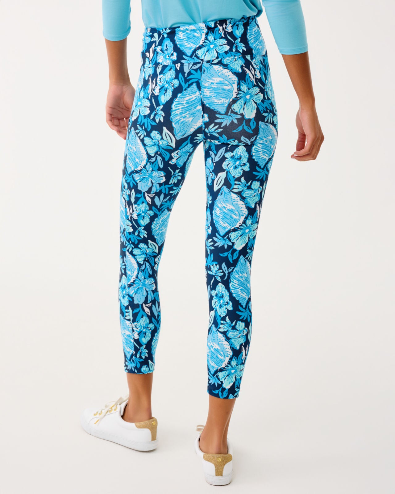 Weekender High Rise Midi UPF 50+ Legging In Low Tide Navy Seashell Splendor