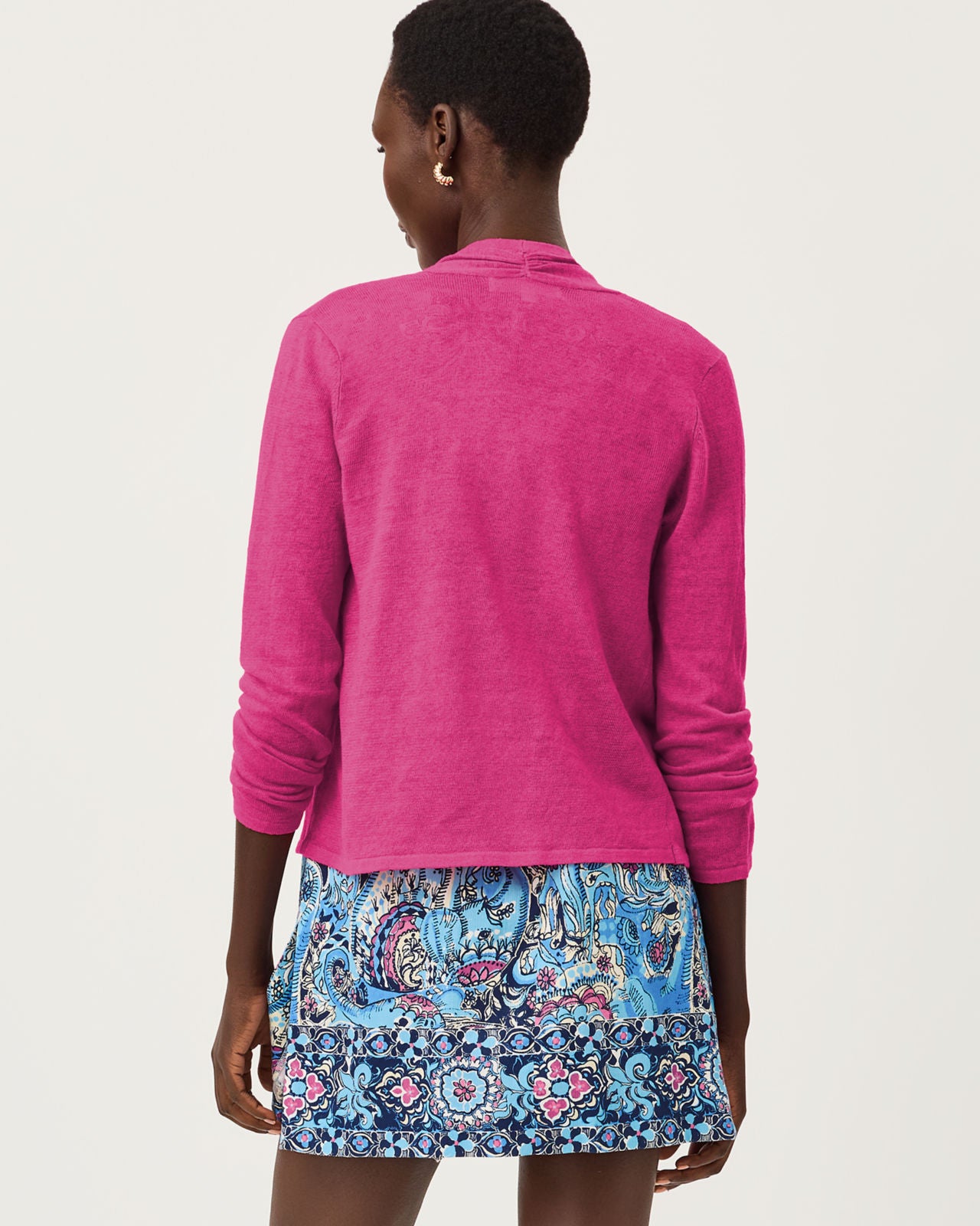 Faretta Cardigan In Pink Aster