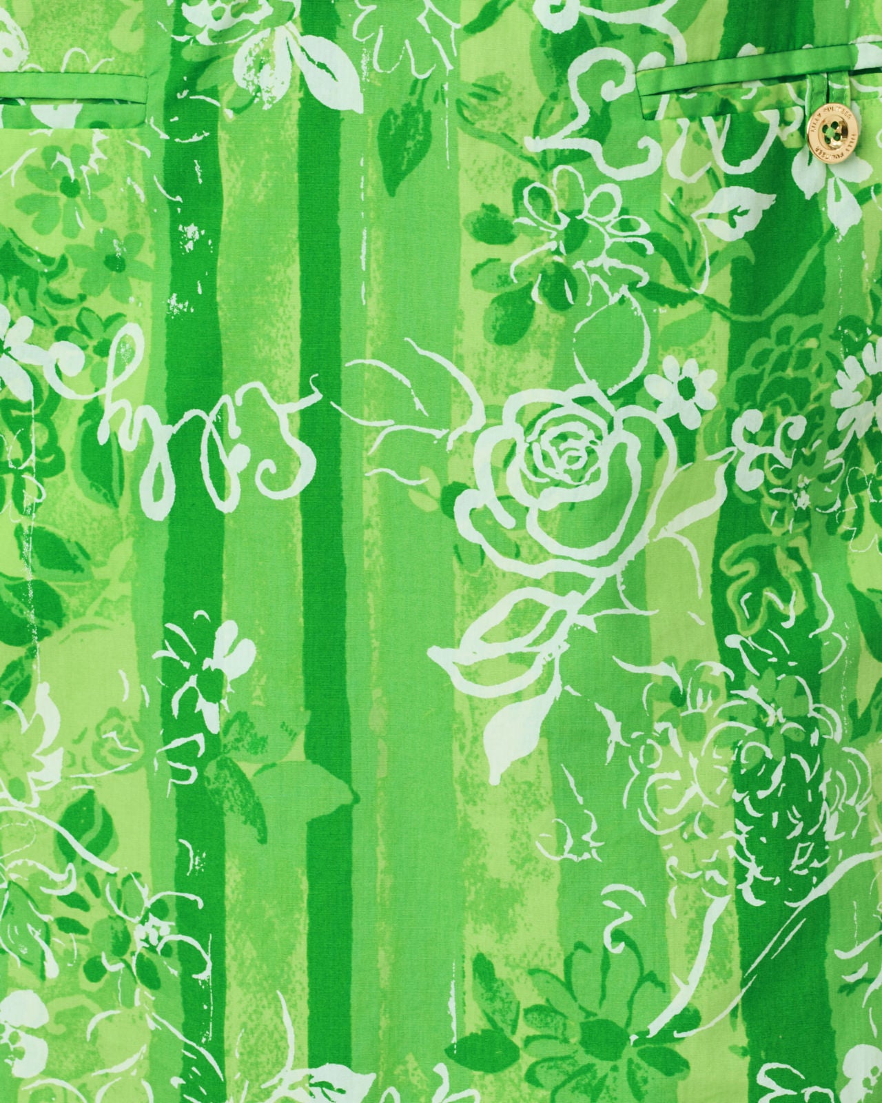 Zorella Shift Dress In Jackfruit Green Roseys Petals Overlay