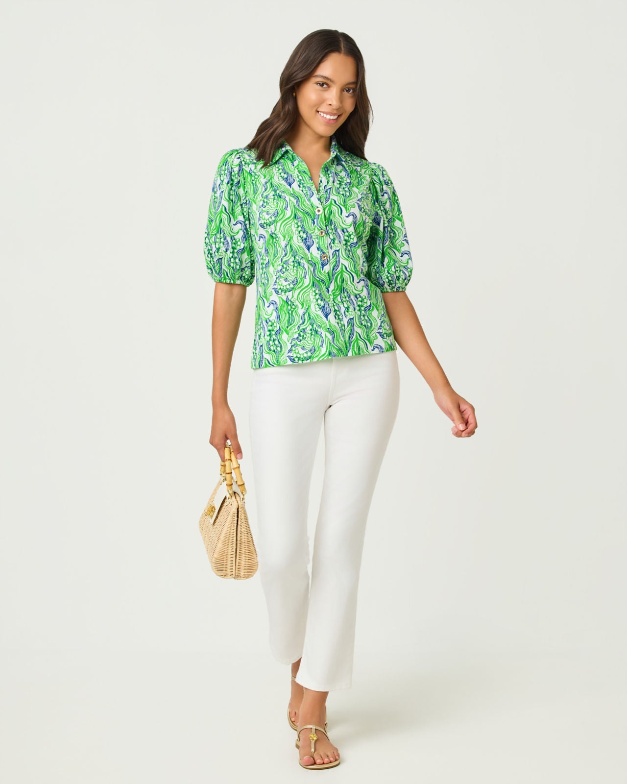 Bingley Knit Top In Putting Green Lilly Of The Valley