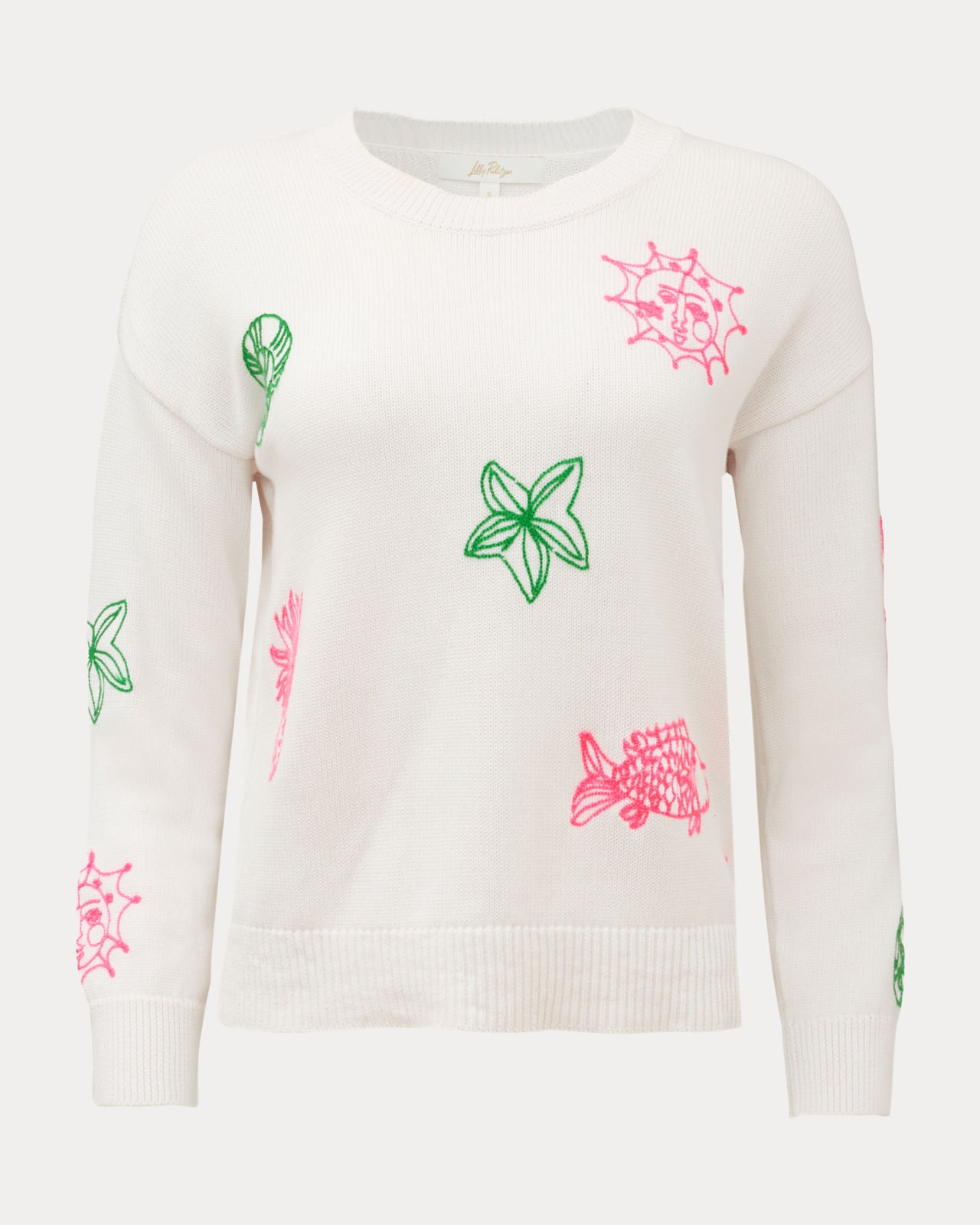 Tensley Sweater In Resort White Fleur De Lilly Embroidery