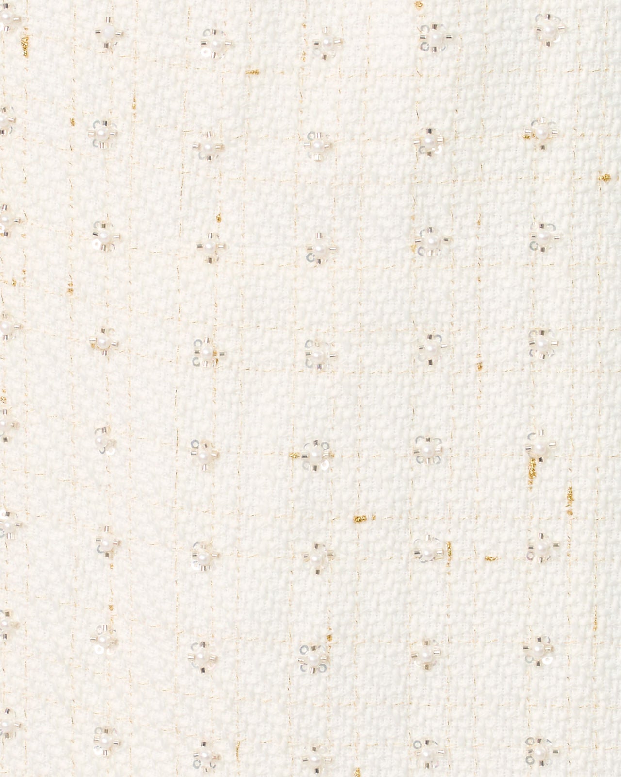 Anders Skirted Romper In Resort White Flower Pearl Embellished Boucle