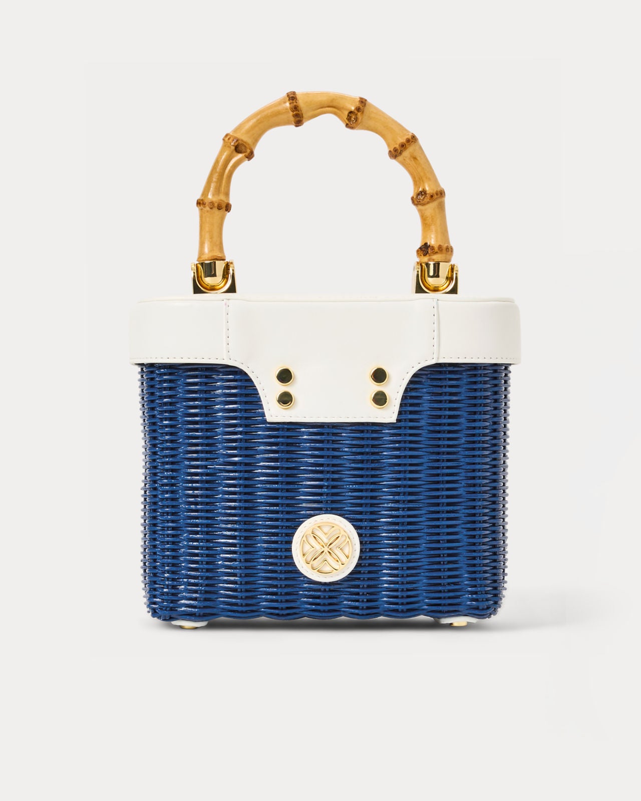 Sienna Top Handle Wicker Bag In Starlight Navy