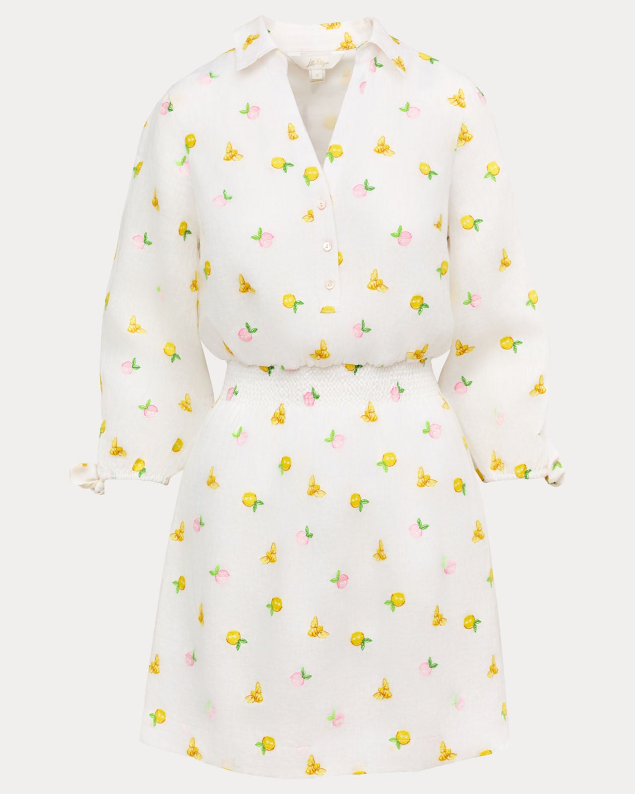 Abralynn Linen Shirtdress In Lemon Bee