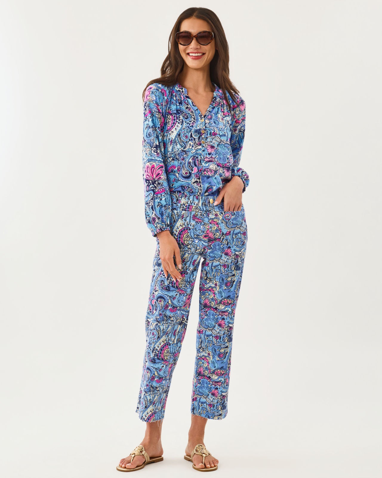 Harleen High Rise Crop Jean In Paisley Parade