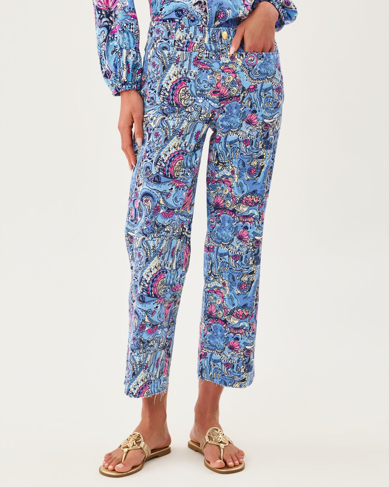 Harleen High Rise Crop Jean In Paisley Parade