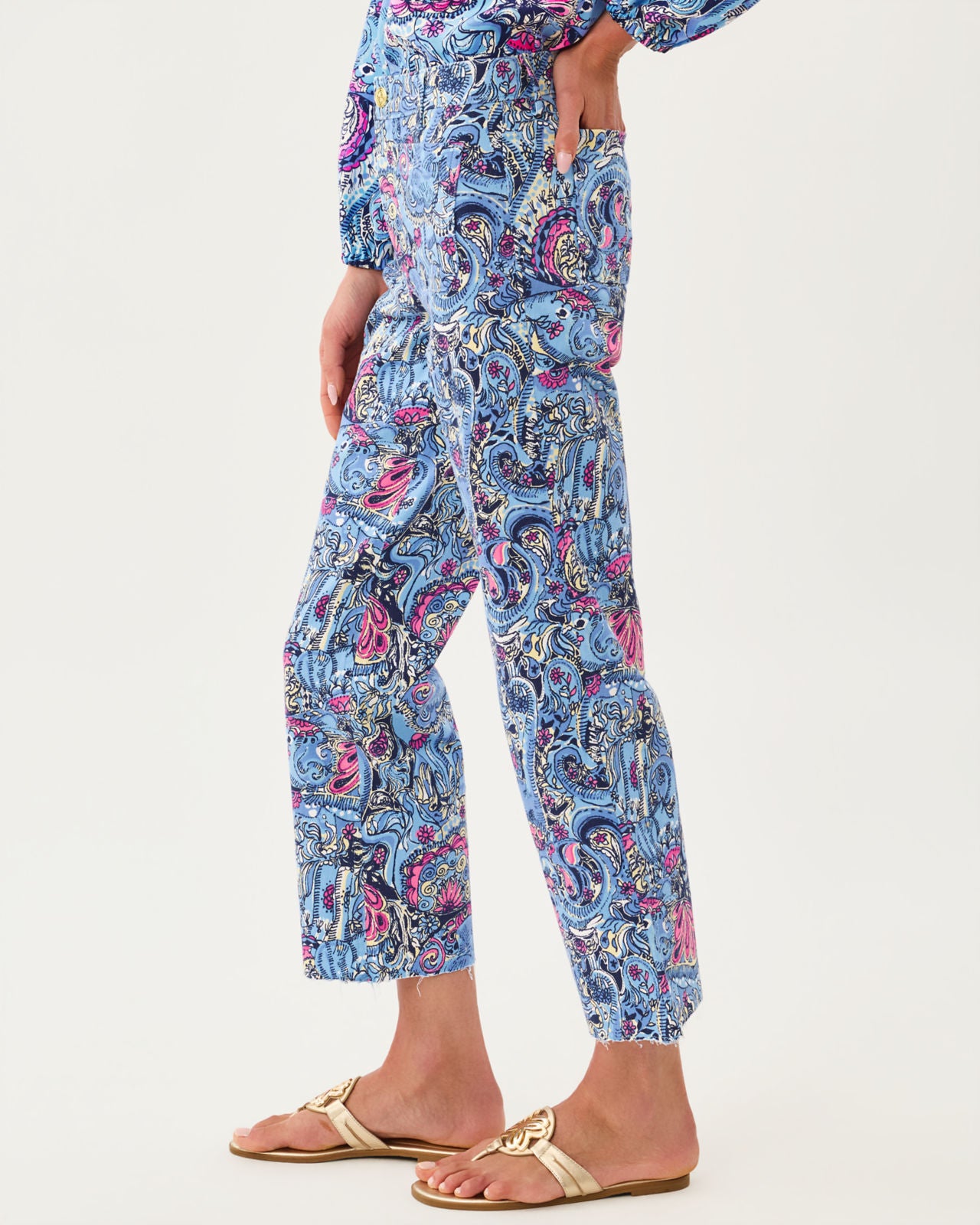 Harleen High Rise Crop Jean In Paisley Parade