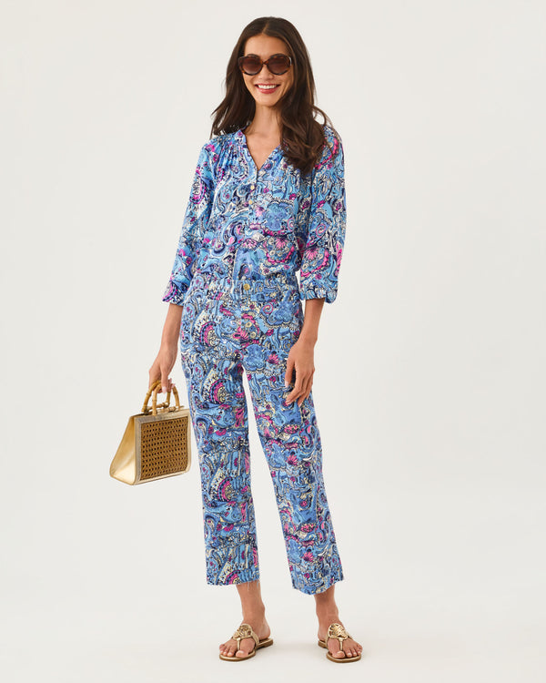 Harleen High Rise Crop Jean In Paisley Parade