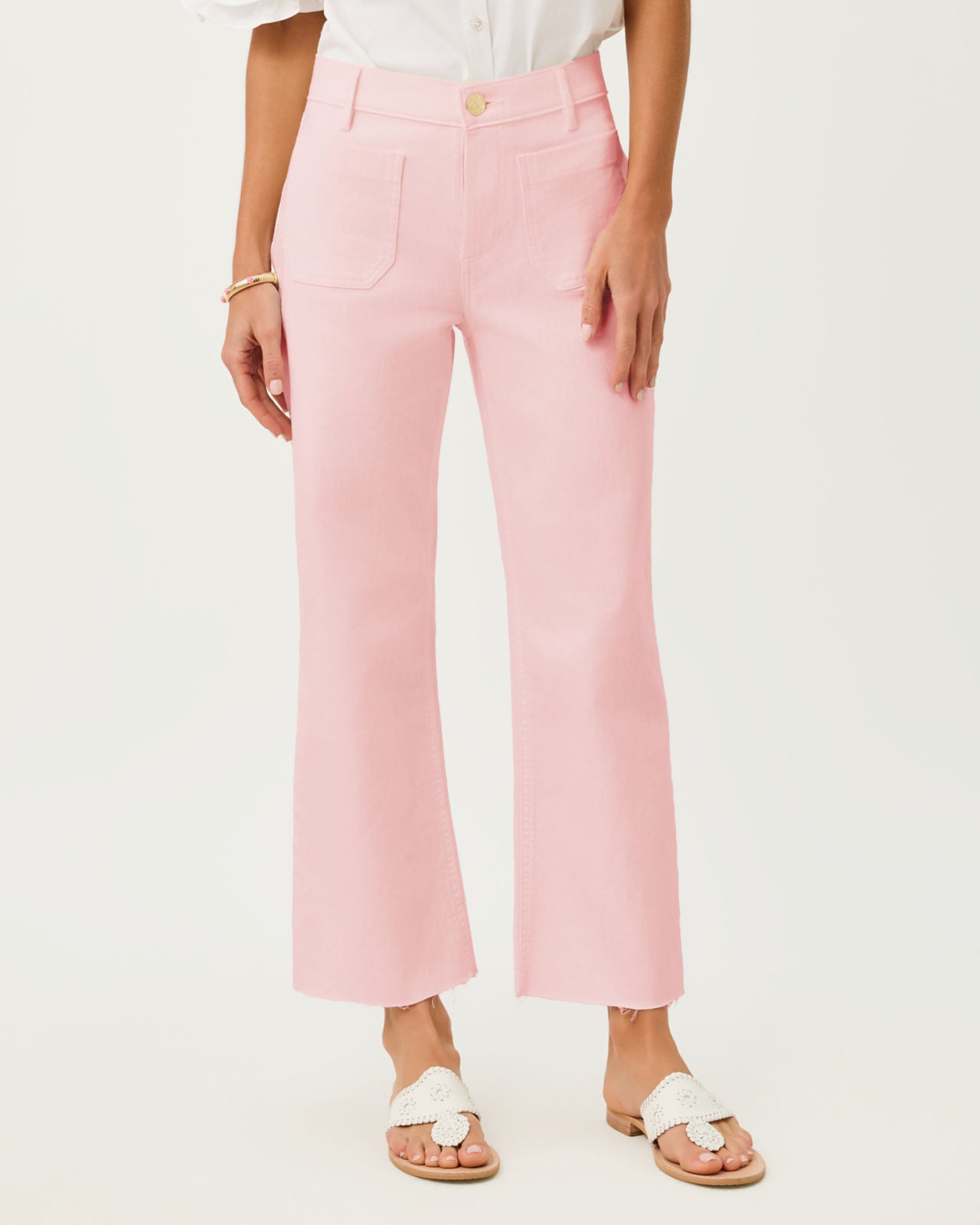 Harleen High Rise Crop Jean In Pink Muse