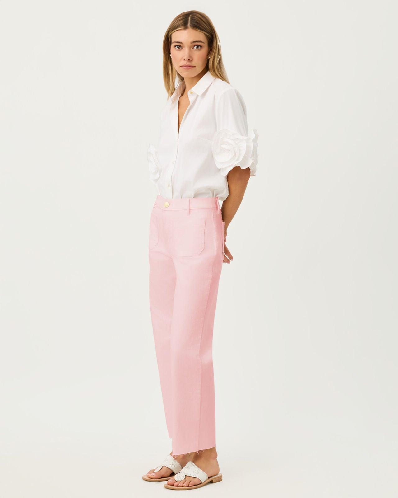 Harleen High Rise Crop Jean In Pink Muse