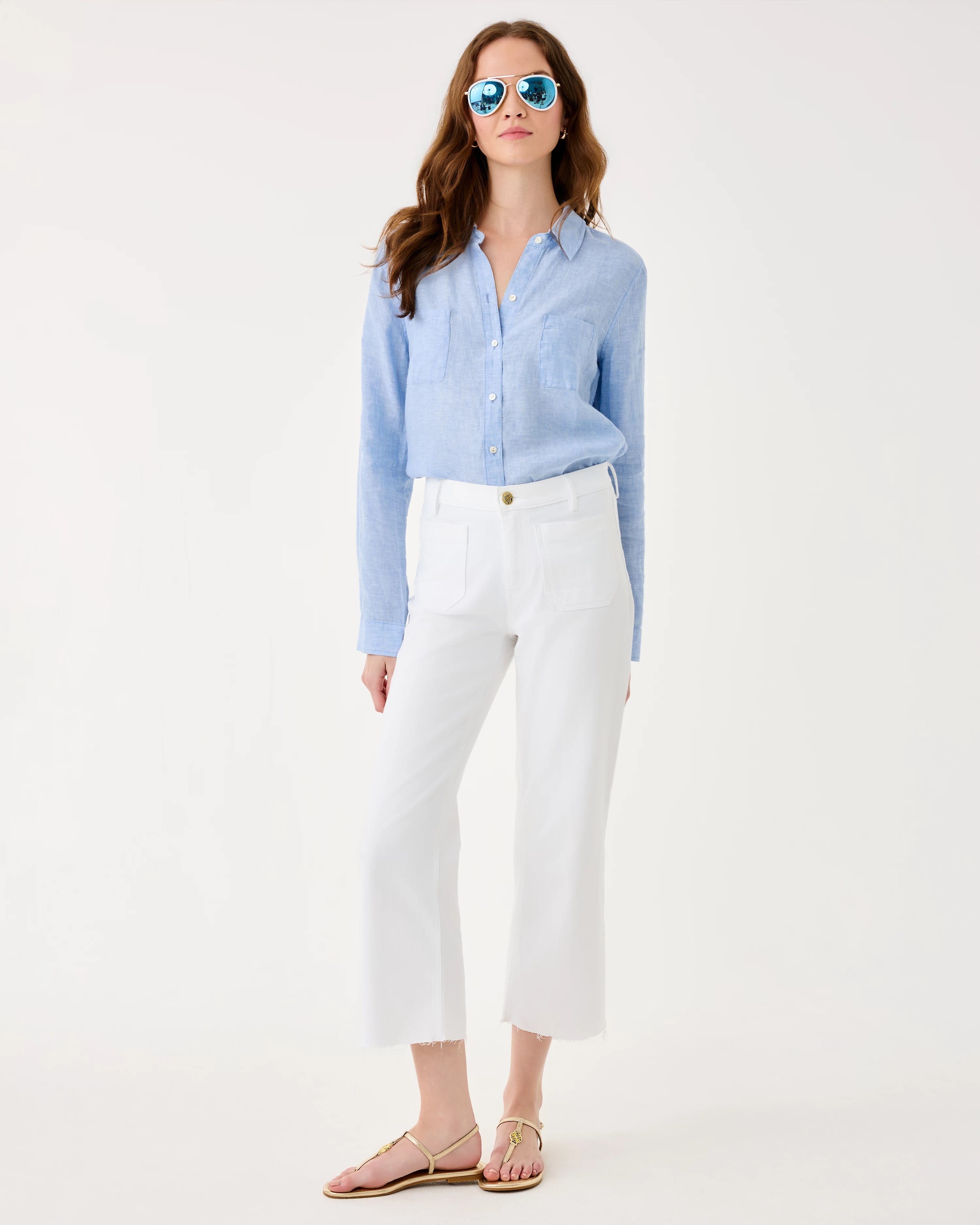 Harleen High Rise Crop Jean In Resort White