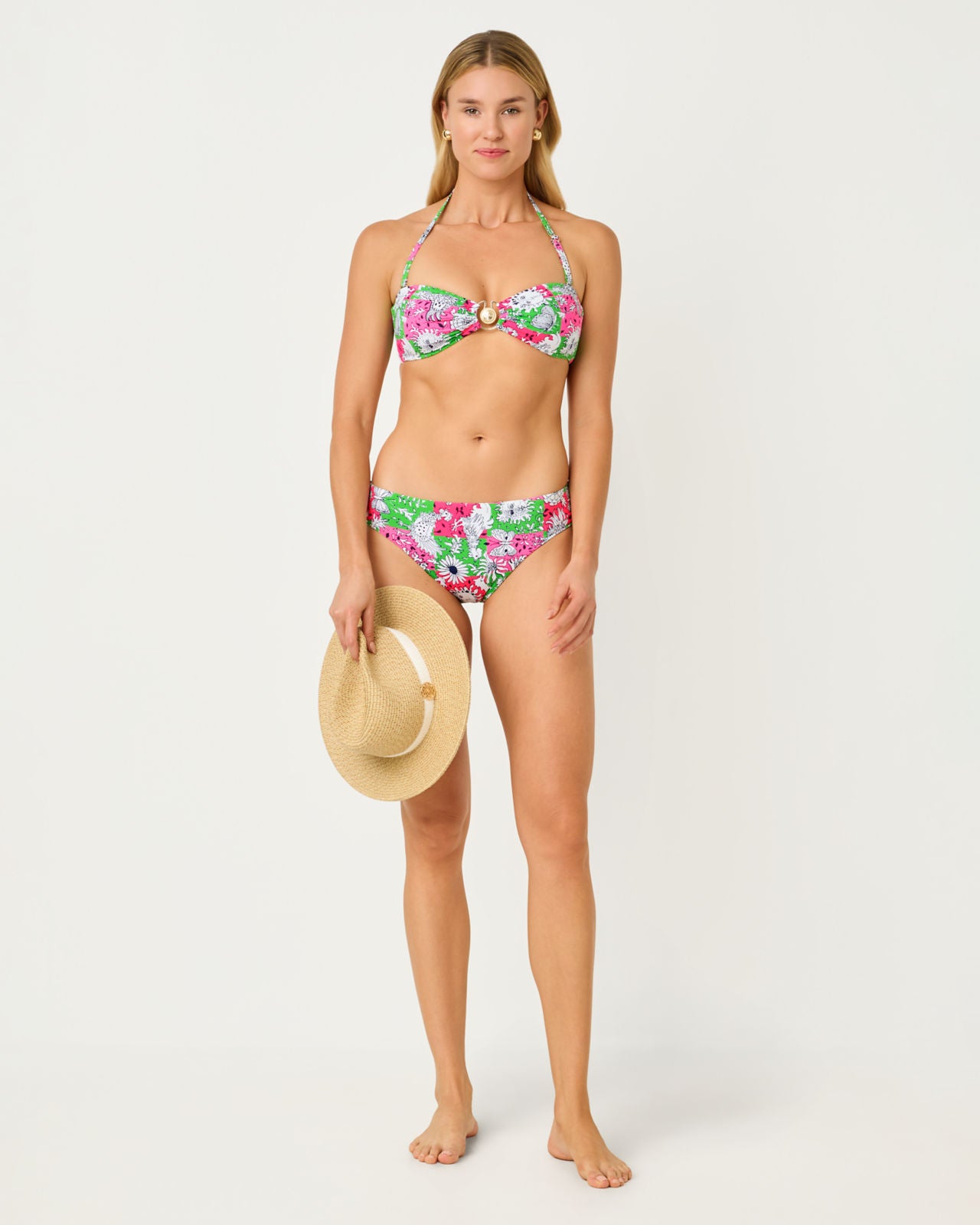 Aleska Bandeau Top In Cherry Blossom Pink Lil Chicken Check