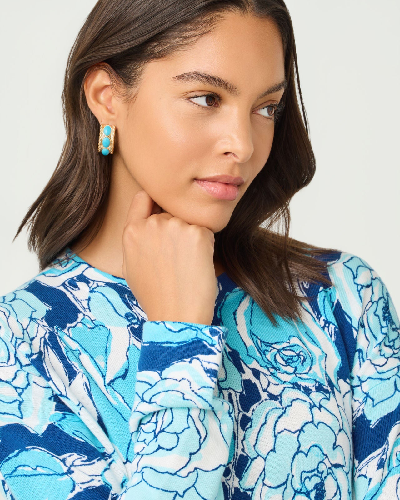 Sunshine Grove Hoop Earrings In Turquoise Tide