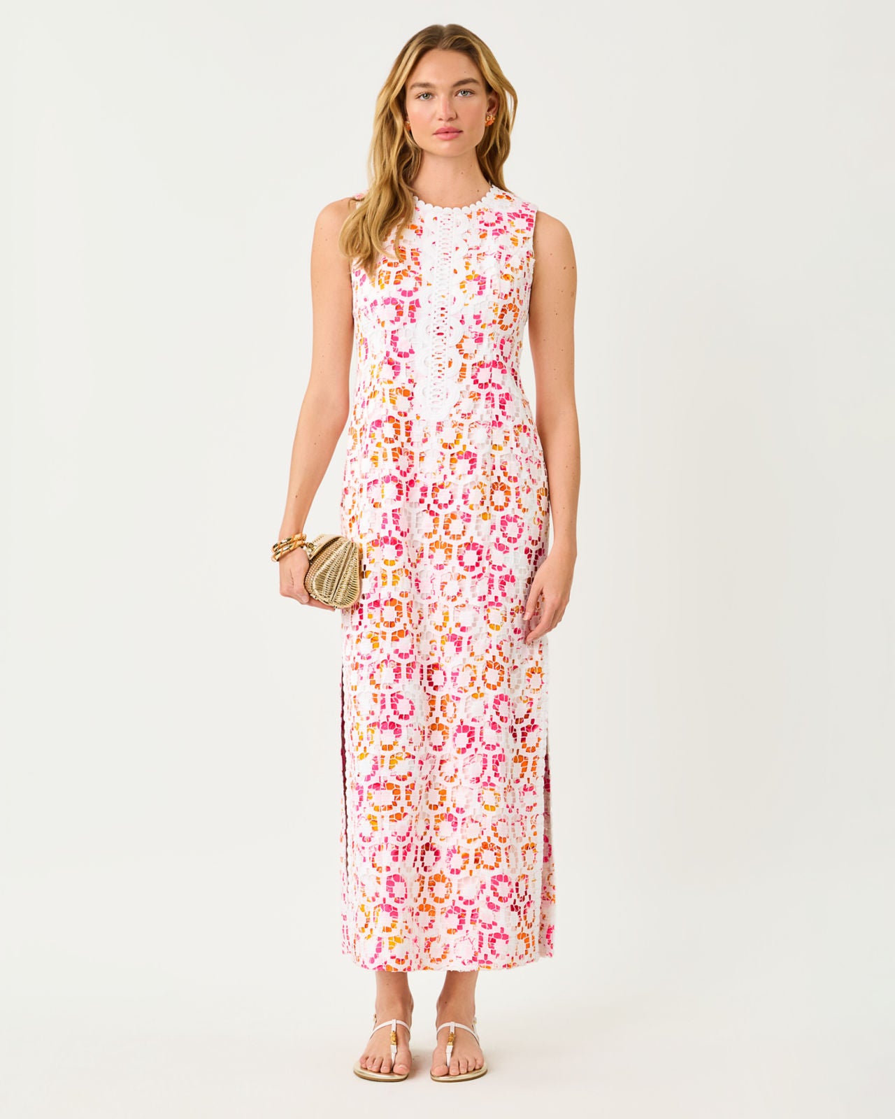 Kitt Maxi Shift Dress In Pansy Fansy