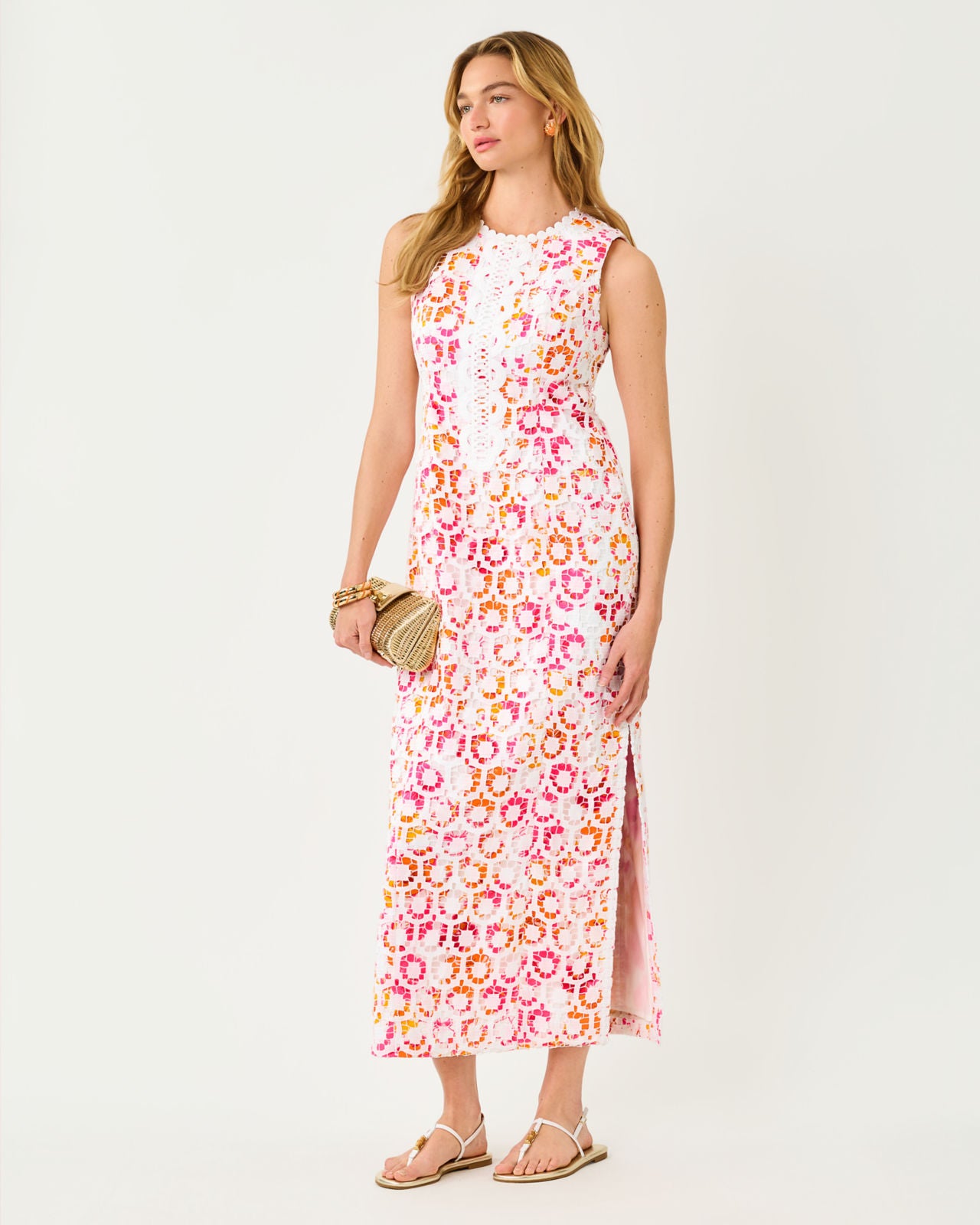 Kitt Maxi Shift Dress In Pansy Fansy