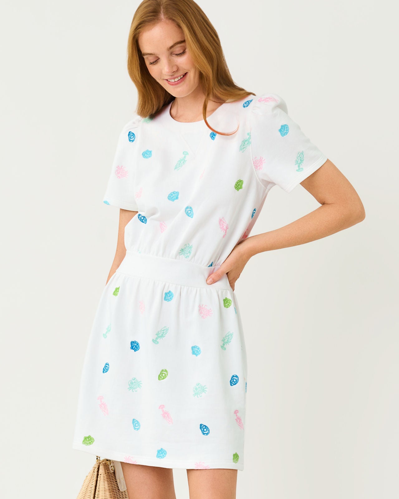 Fenn Dress In Beach Treasure Embroidery